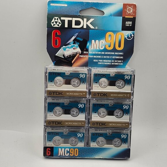 TDK MC90 Microcassette 6 Pack For Voice Recorders Answering Machines - Picture 1 of 3